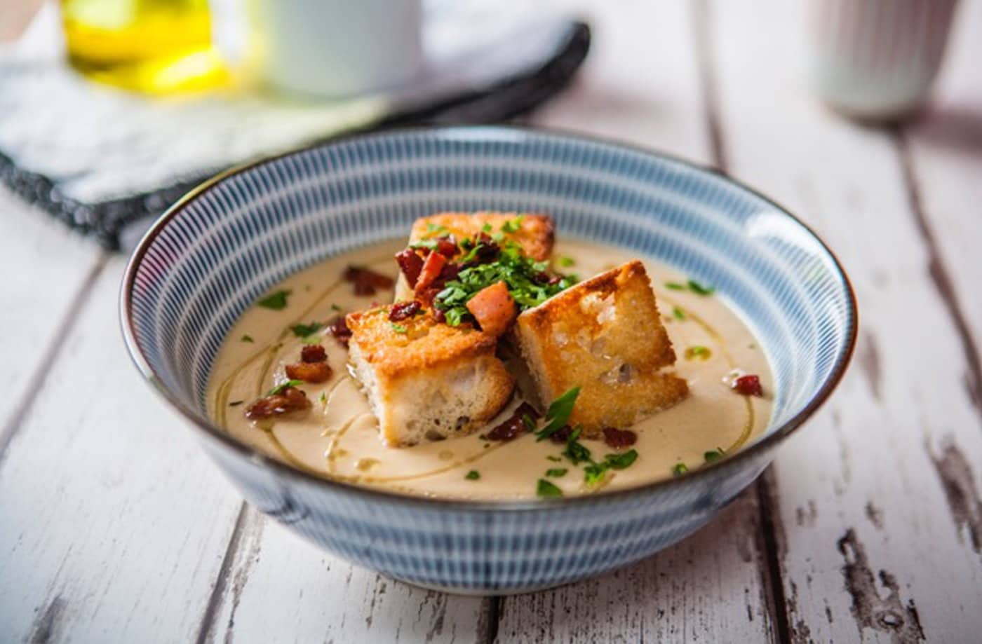 Roasted celeriac and apple soup