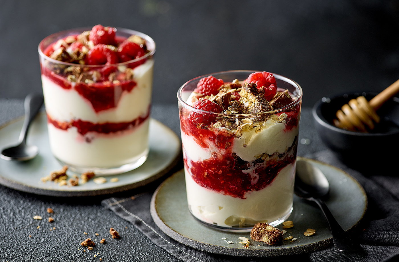 Honeycomb, chocolate and raspberry cranachan