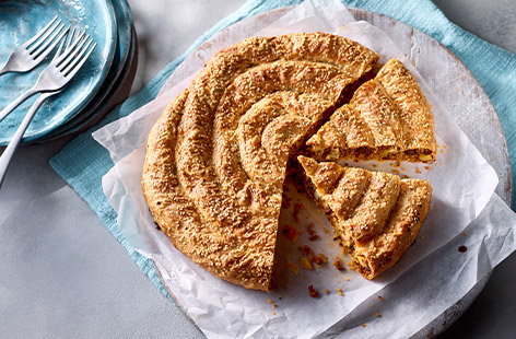 Image of "Lamb filo swirl pie"