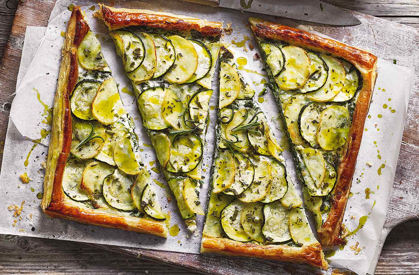 Potato and courgette tart