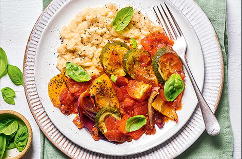 Image of "Baked ratatouille with butter bean mash"