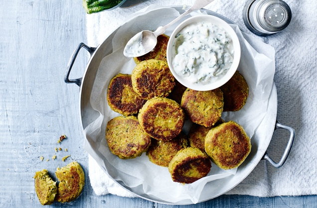 Courgette falafels with tzatziki