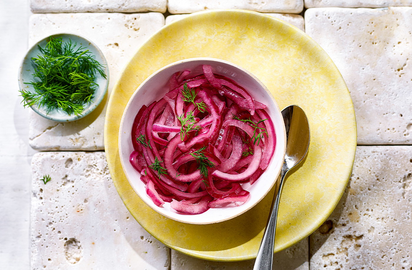 Quick pink pickled onions