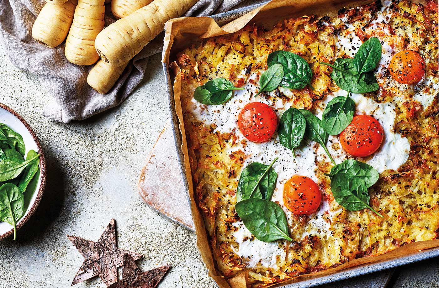 Egg-topped parsnip rosti
