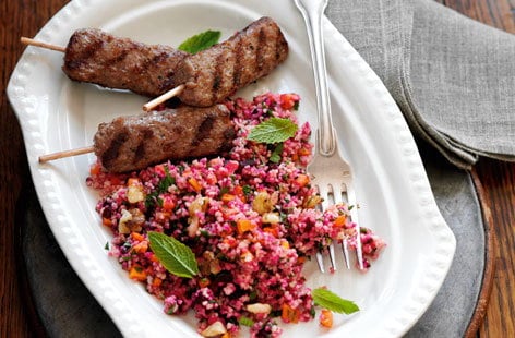 Image of "Minted lamb kebabs with tabbouleh"
