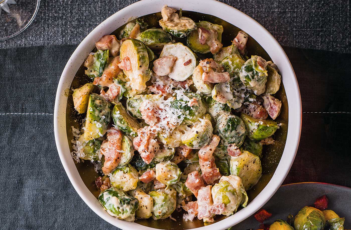 Creamy bacon sprouts