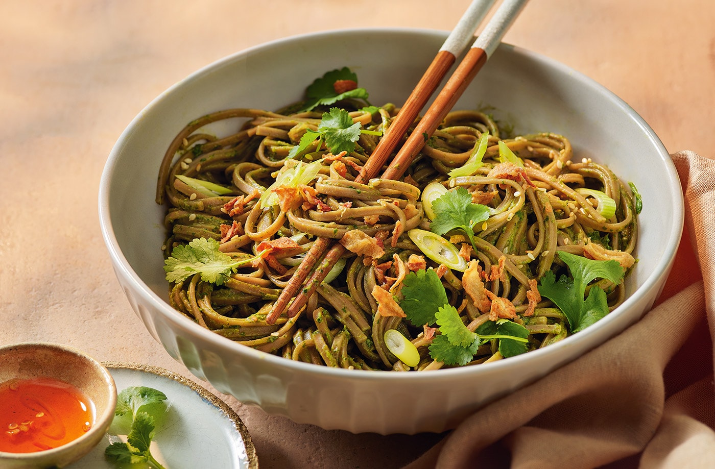 Coriander soba noodles