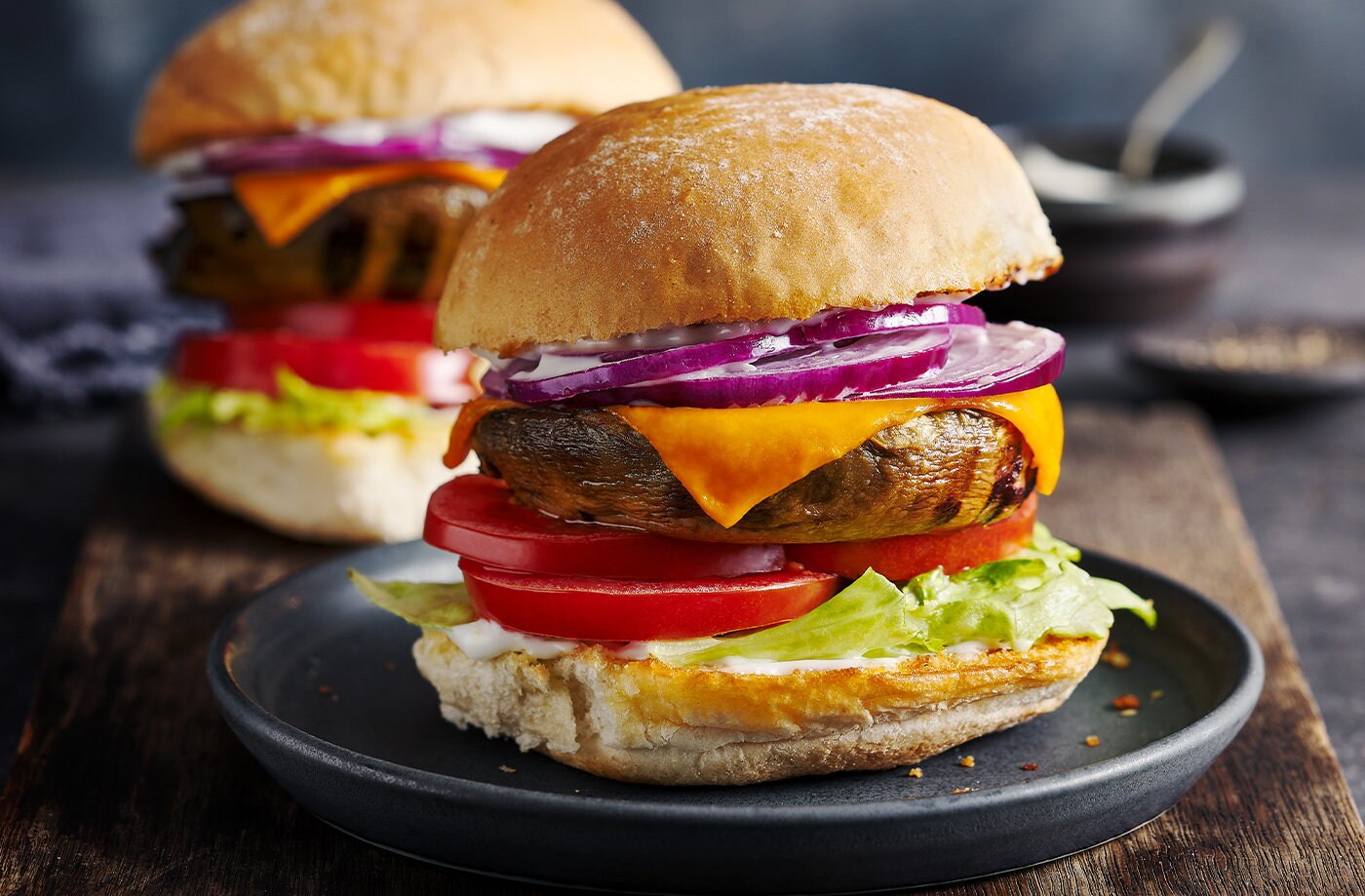 Balsamic and garlic mushroom burgers