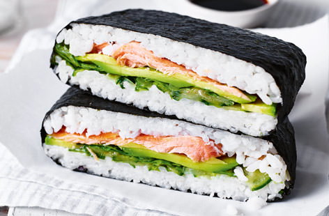 Image of "Japanese-inspired onigirazu (sushi sandwich)"