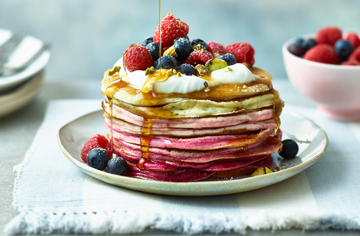 Pink ombré pancakes