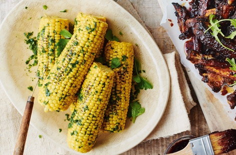Image of "Green herb and chilli corn on the cob "