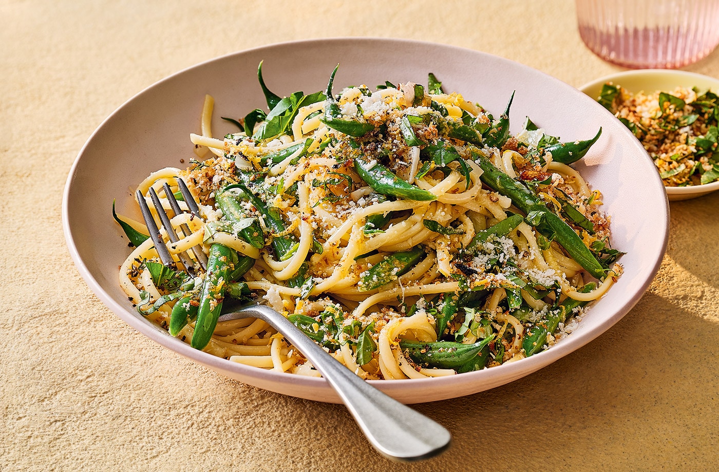 One-pot green bean and lemon pasta