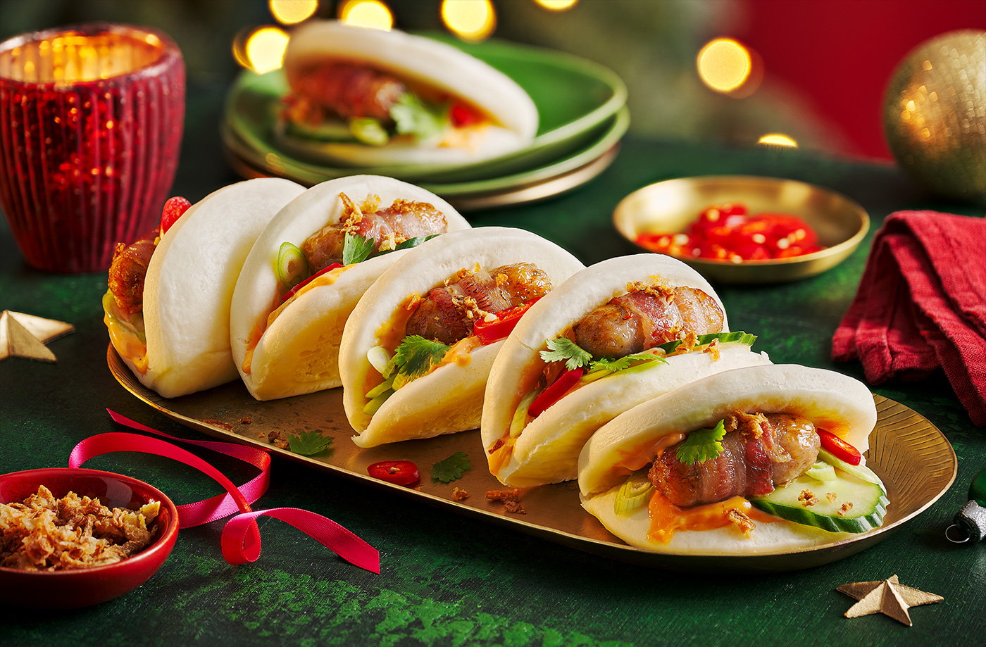 Pigs in blankets bao buns