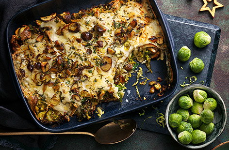 Image of "Crispy sprout and chestnut baked crêpes"