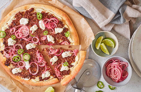 Image of "Spicy lamb pizza"