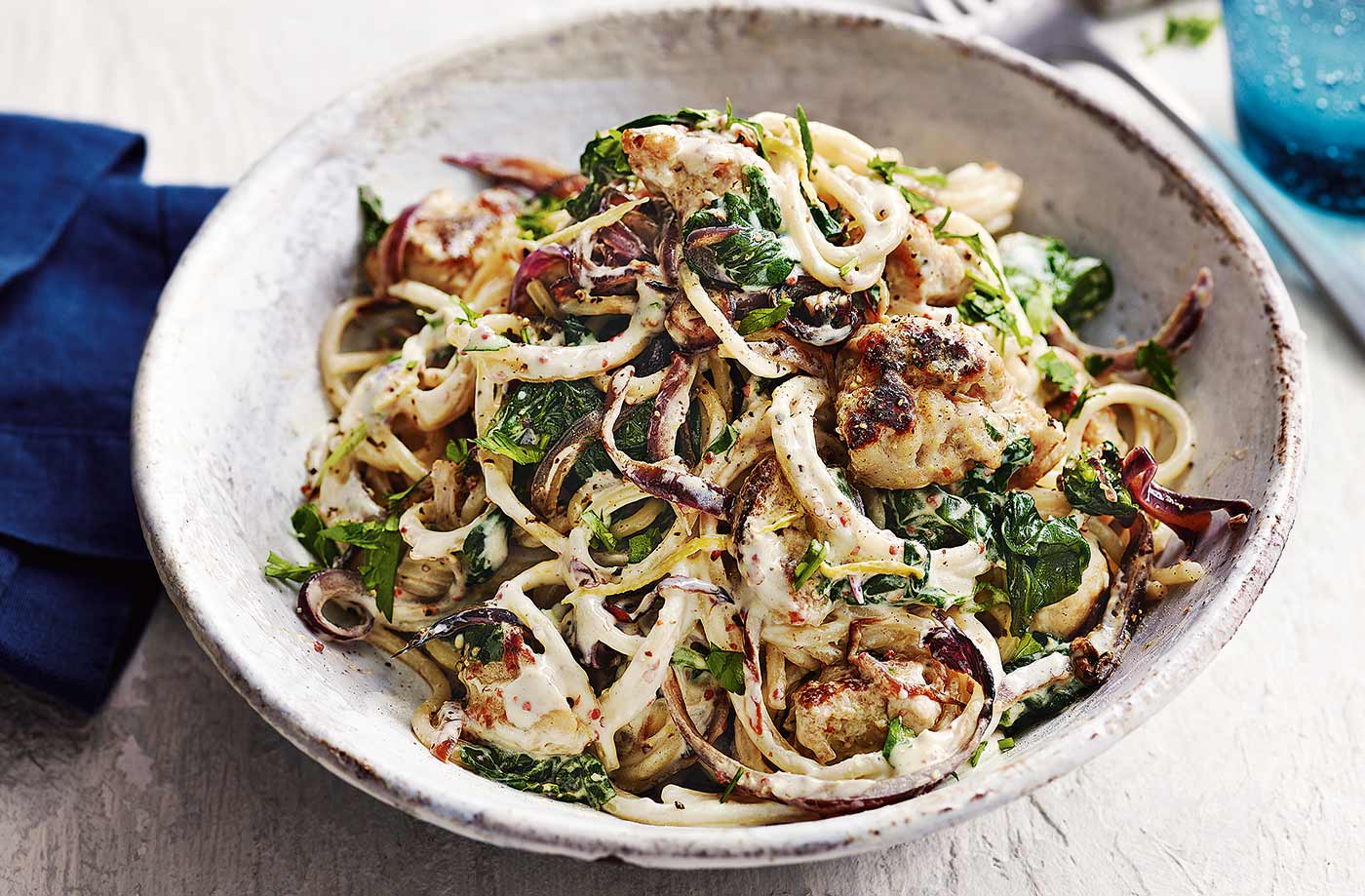 Mustard chicken spaghetti