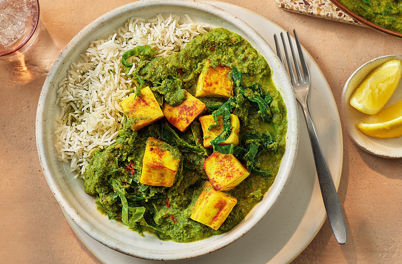 Fresh greens paneer curry