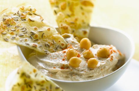 Image of "Cumin pancake with houmous"