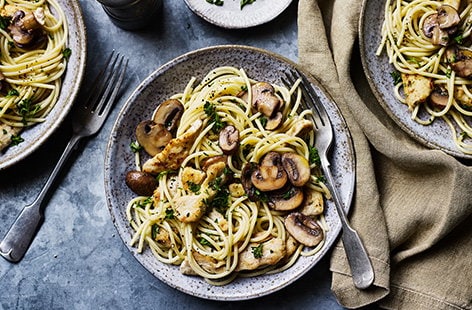 Image of "Garlic mushroom and chicken spaghetti"