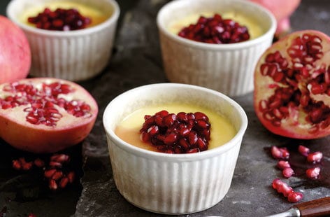 Image of "Custard pots topped with pomegranate"