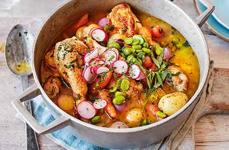 Image of "Spring chicken stew with tarragon butter"