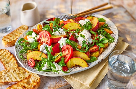 Image of "Tomato, peach and burrata salad"
