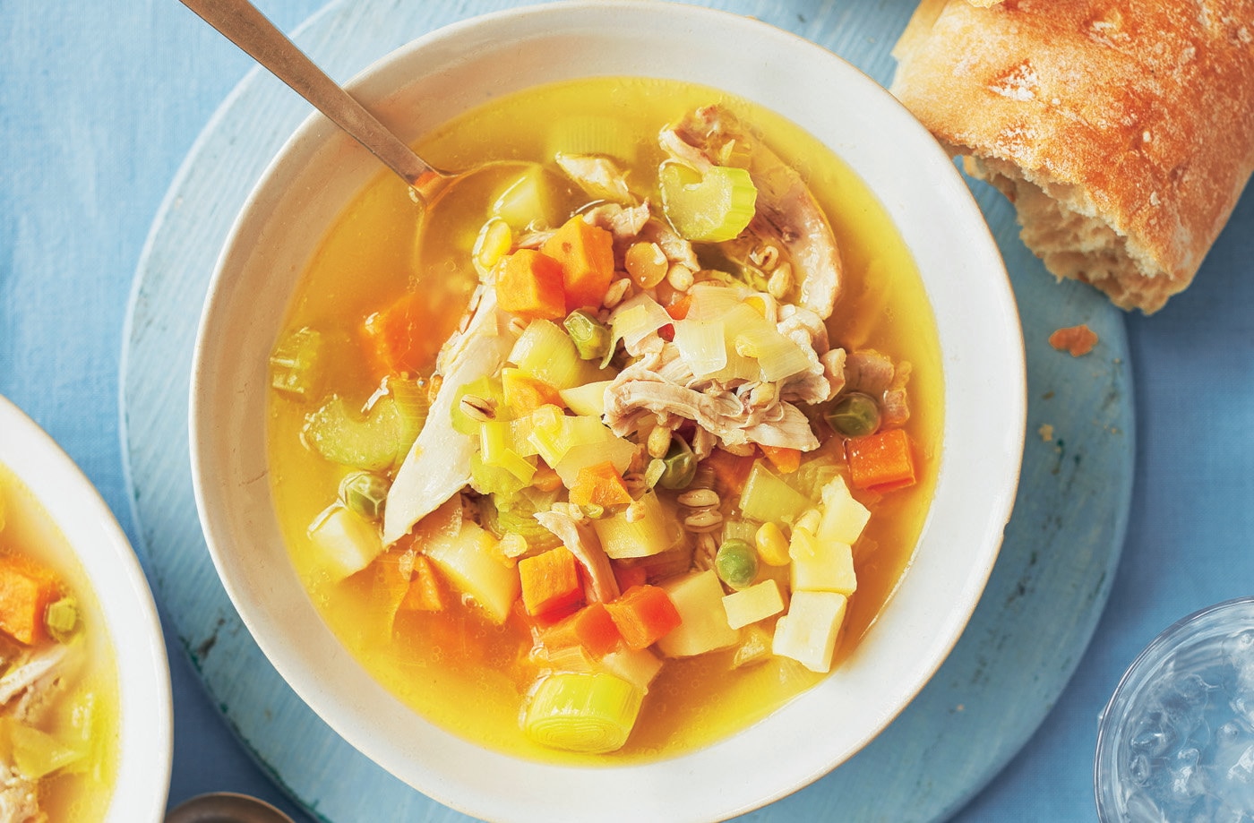 Chicken, root veg and lentil broth