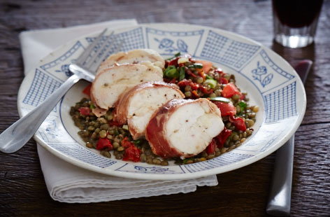 Image of "Chicken with tarragon, lentil salad"