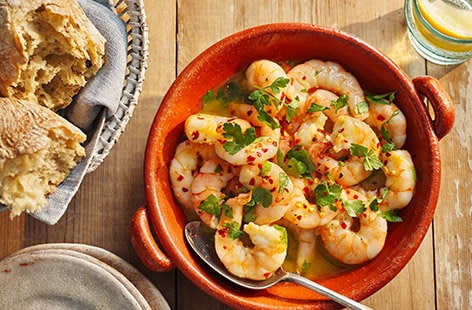 Garlic and lemon prawns