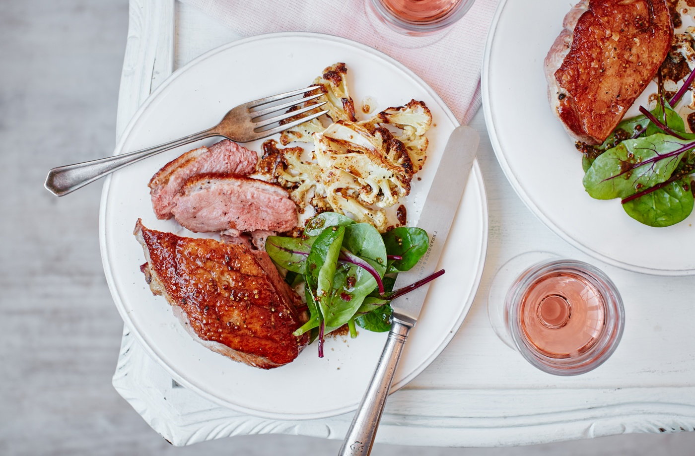 Duck with five spice roasted cauliflower
