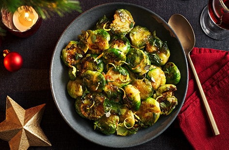 Image of "Salted honey smashed sprouts"