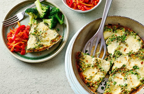 Image of "Pea and mozzarella frittata"