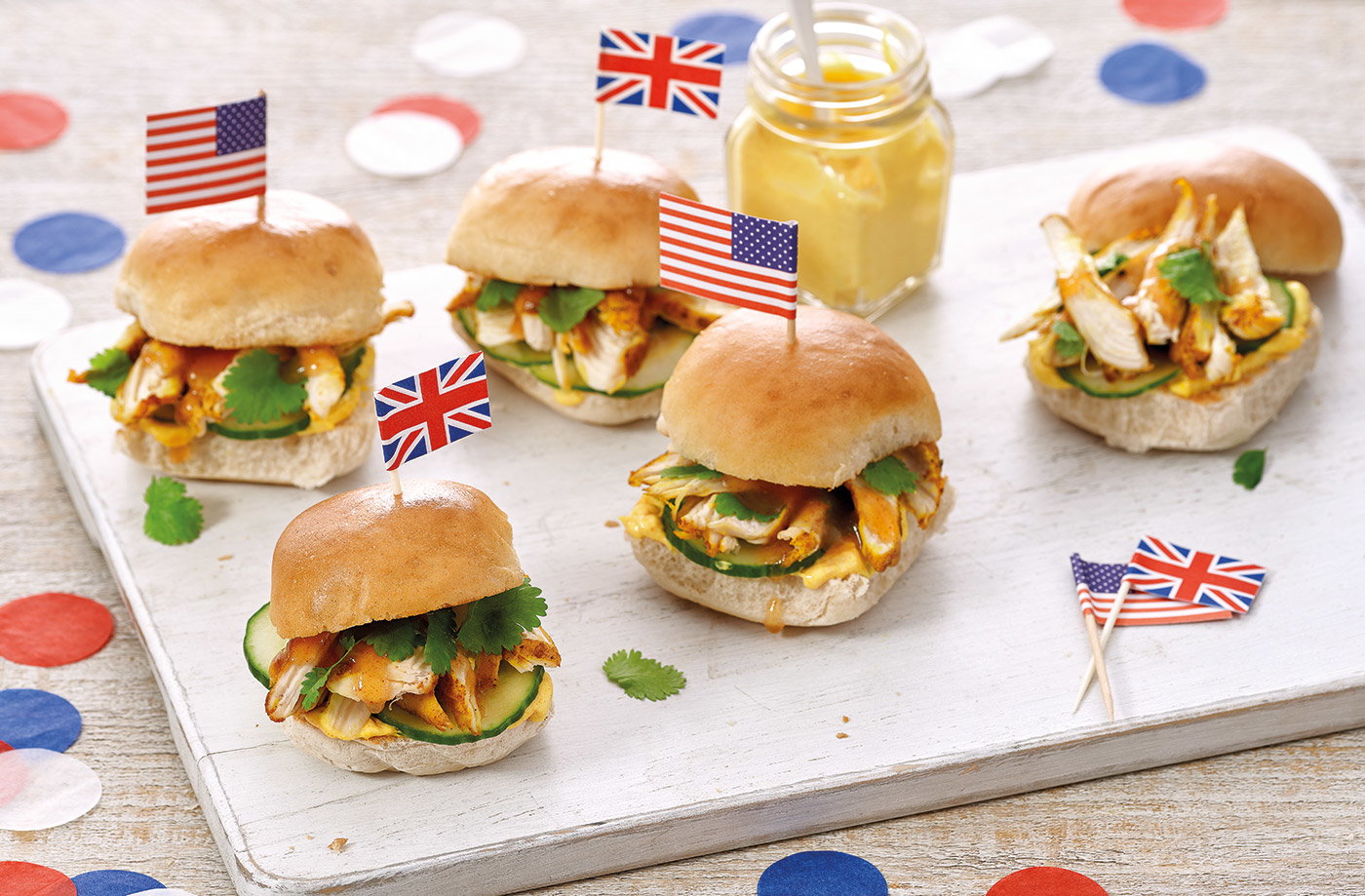 Coronation chicken sliders