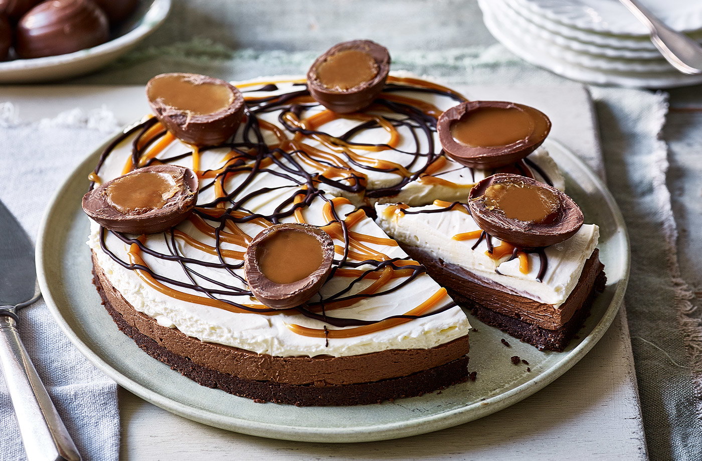 No-bake chocolate and caramel cheesecake