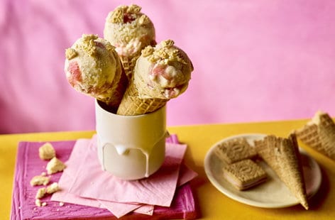 Image of "Rhubarb and custard cones"