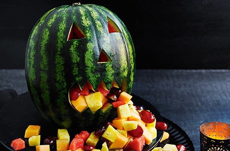 Image of "Watermelon jack-o'-lantern"