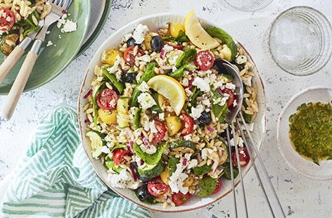 Image of "Rainbow orzo pasta salad"