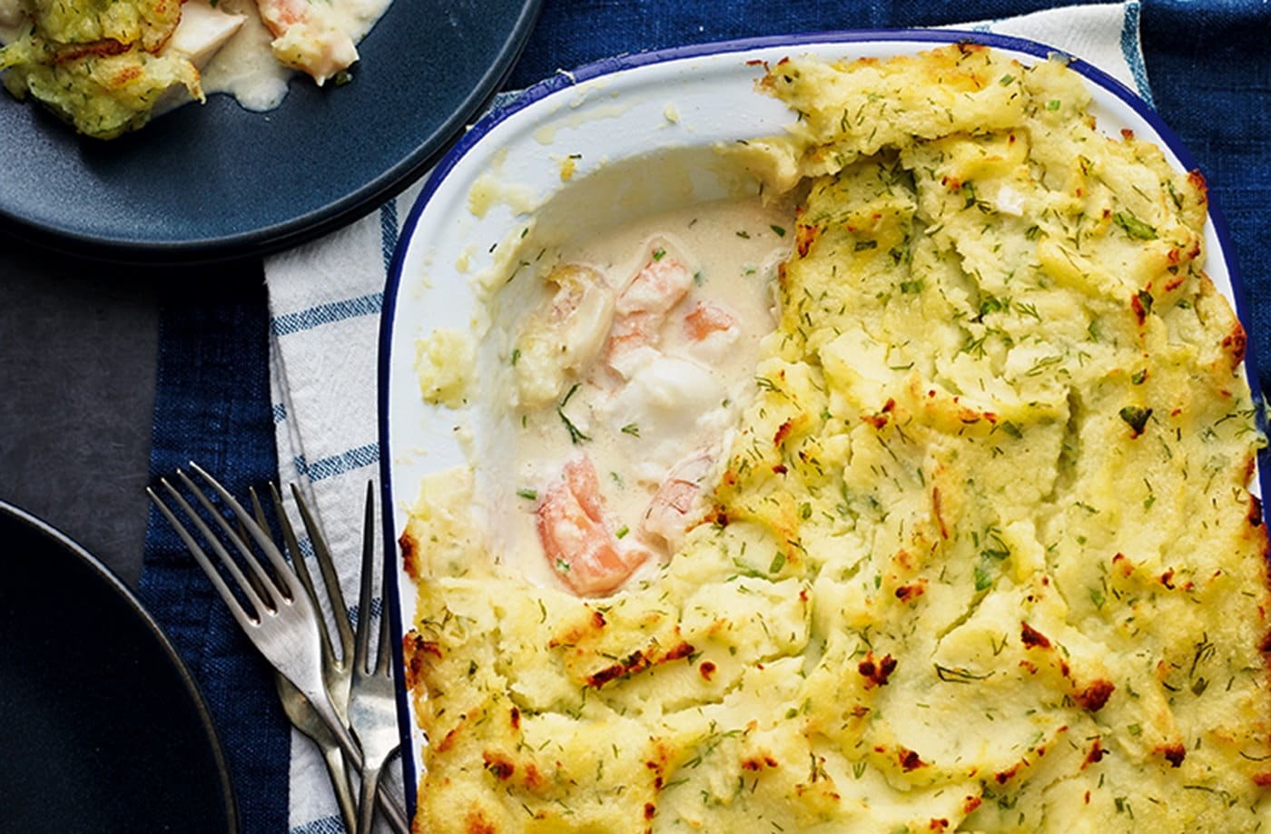 Smoked fish pie with lemon and herb mash