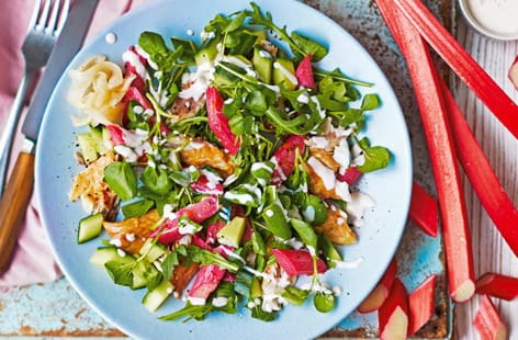 Image of "Warm rhubarb and mackerel salad"