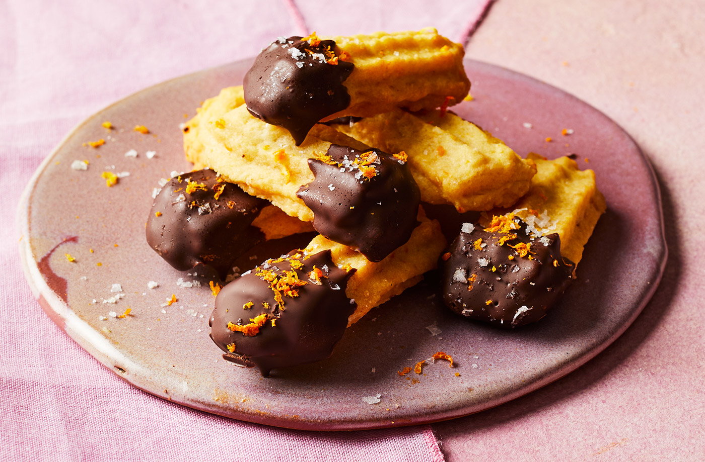 Chocolate orange Viennese fingers