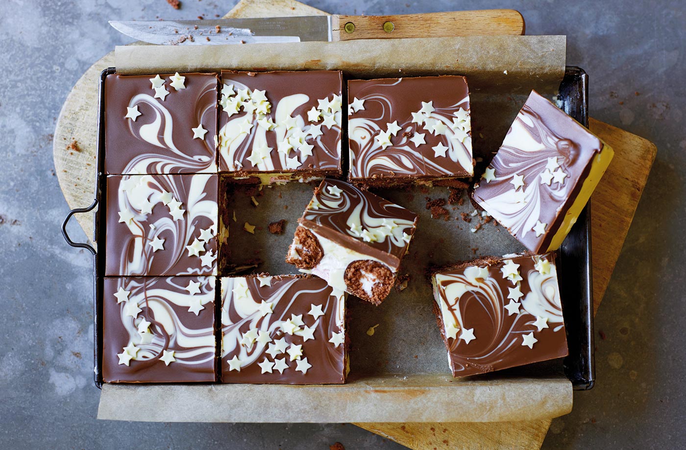 Chocolate mini roll sheet cake