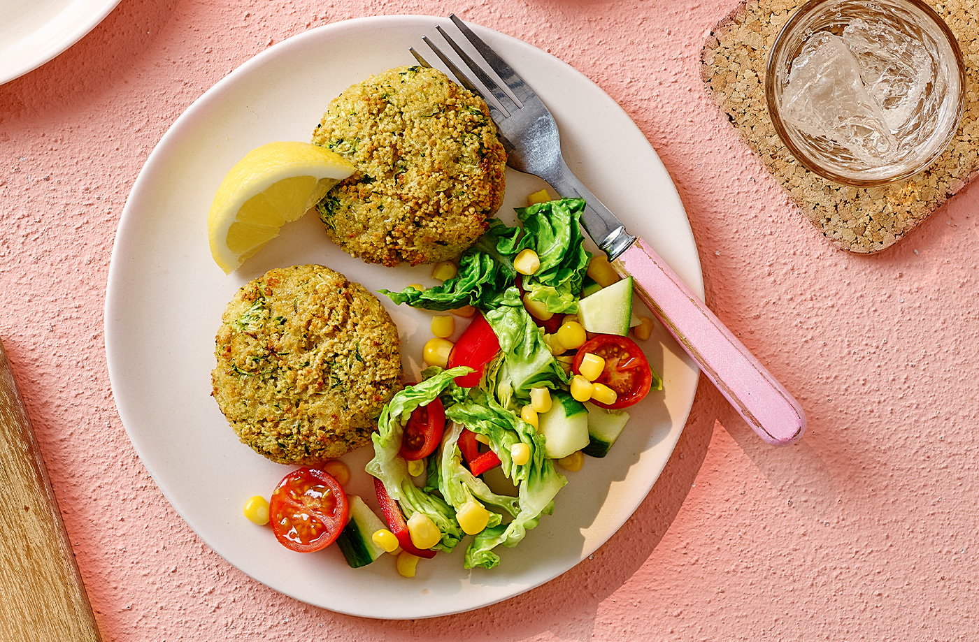 Couscous fritters and salad