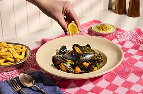 Image of "Seema’s malted vinegar coconut mussels"
