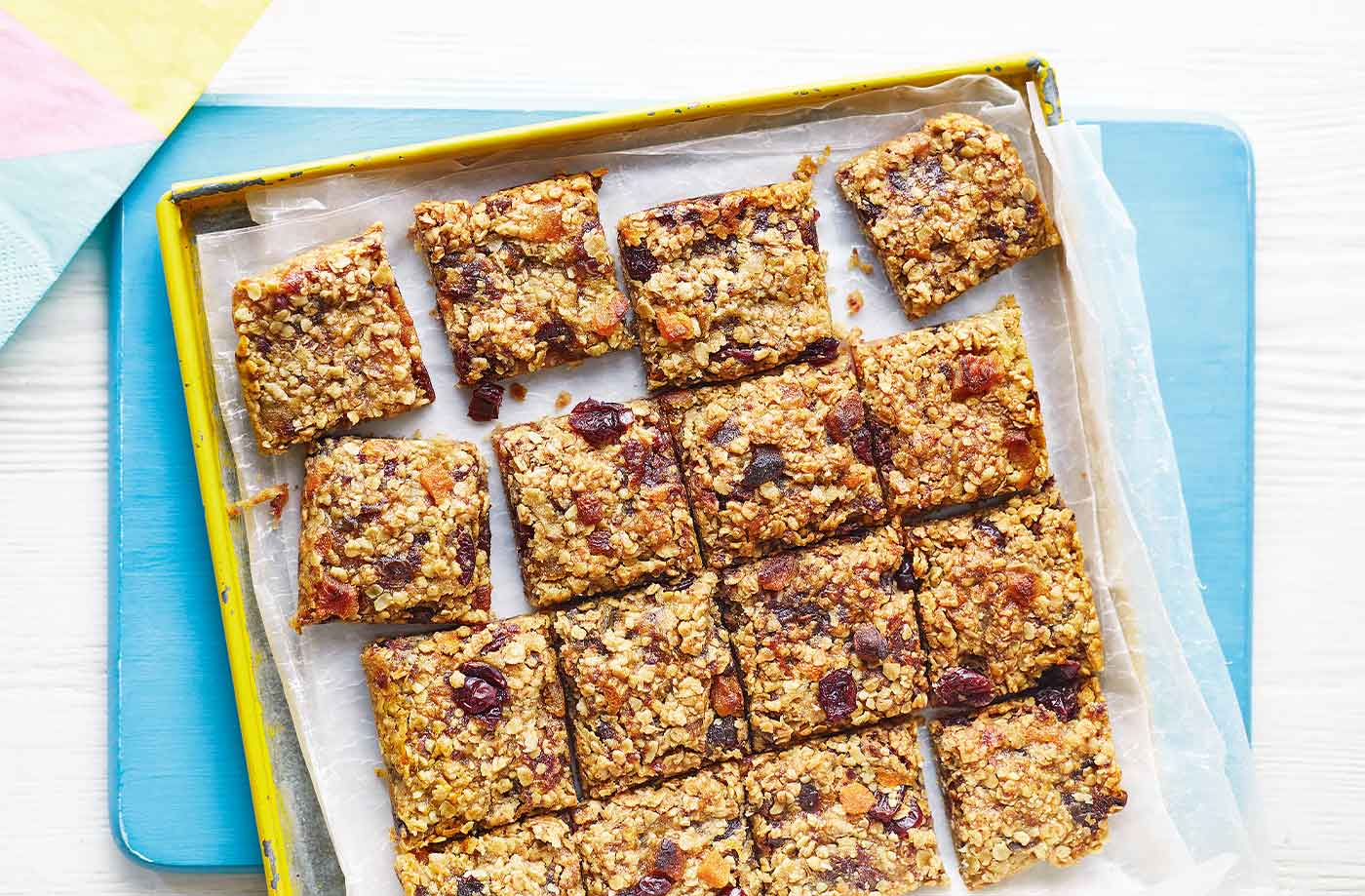 Apricot, pear and orange flapjacks
