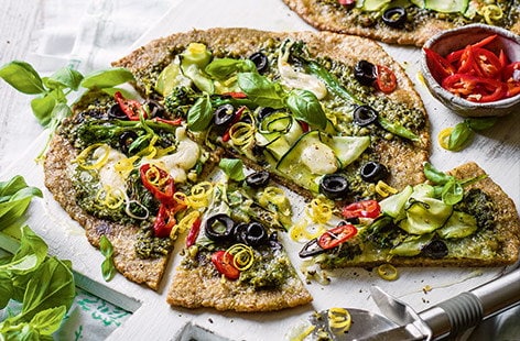 Image of "Courgette and broccoli wholemeal pizzas "