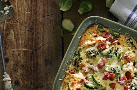 Image of "Sprout gratin with mustard and crispy bacon"