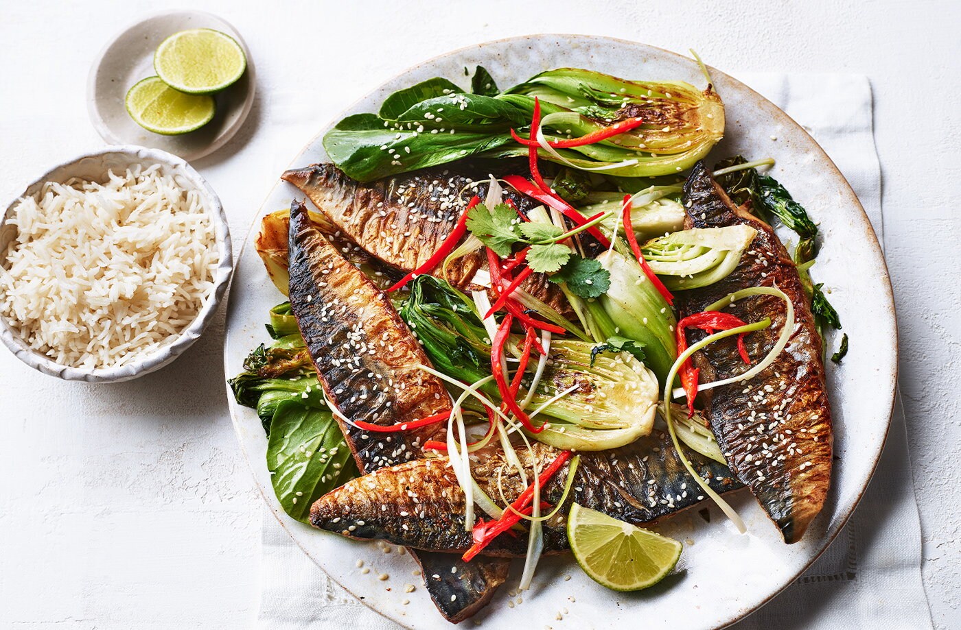 Barbecued soy and gingered mackerel