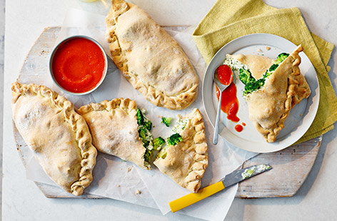 Image of "Cheesy broccoli calzone"