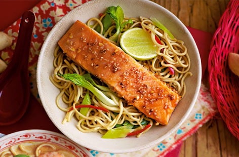 Image of "Teriyaki salmon noodles"