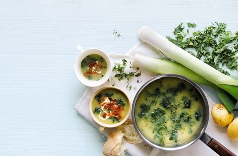Image of "Leek and potato soup with kale"